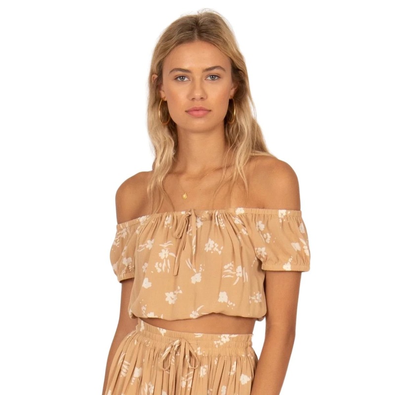 Amuse Society Under the Kiwi Tree Woven Top