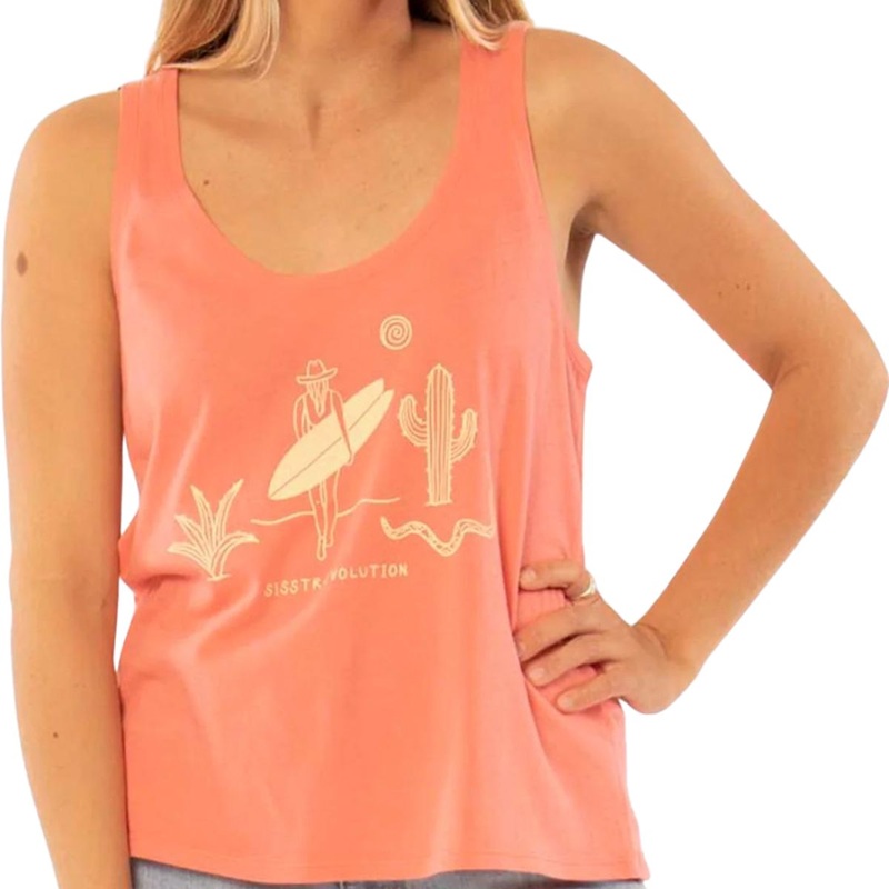 Sisstrevolution Desert Ride Knit Tank in Coral Flame