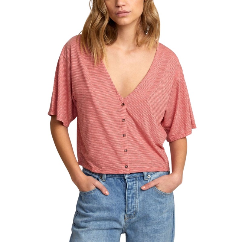 RVCA Chalked Top Women's Top in Pompei Red