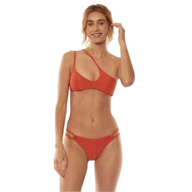 Amuse Society Text Holt Bandeau Bikini Top in Dried Chili