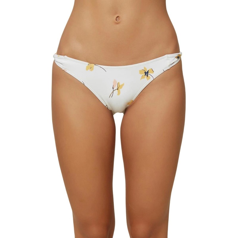 O'Neill Mai Floral Twist Tab Bikini Bottom in Vanilla