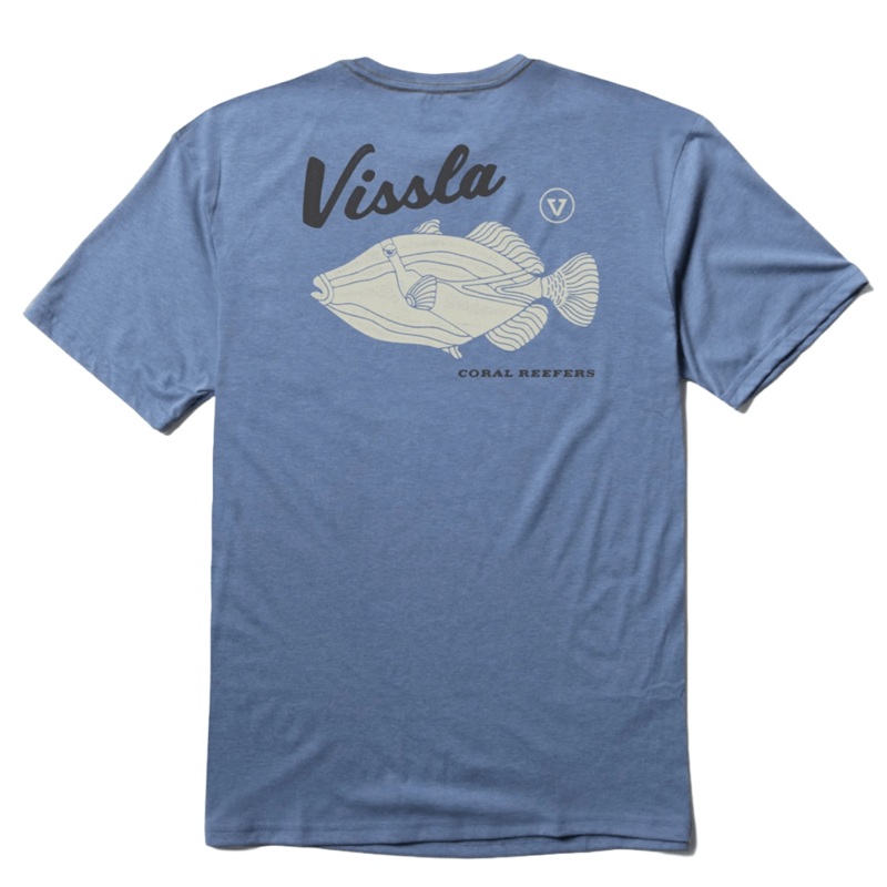 Vissla Reefer Comp Lite Eco Drirelease Tee in Harbor Blue Heather