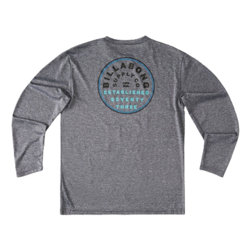 Billabong Boys Roto Loose Fit Long Sleeve Rash Guard in Grey Heather