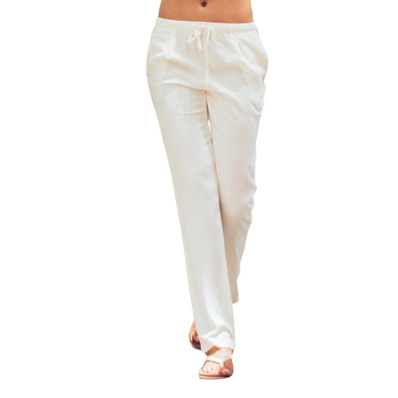 Body Glove Women's Drawcord Pleated Pant in Cream