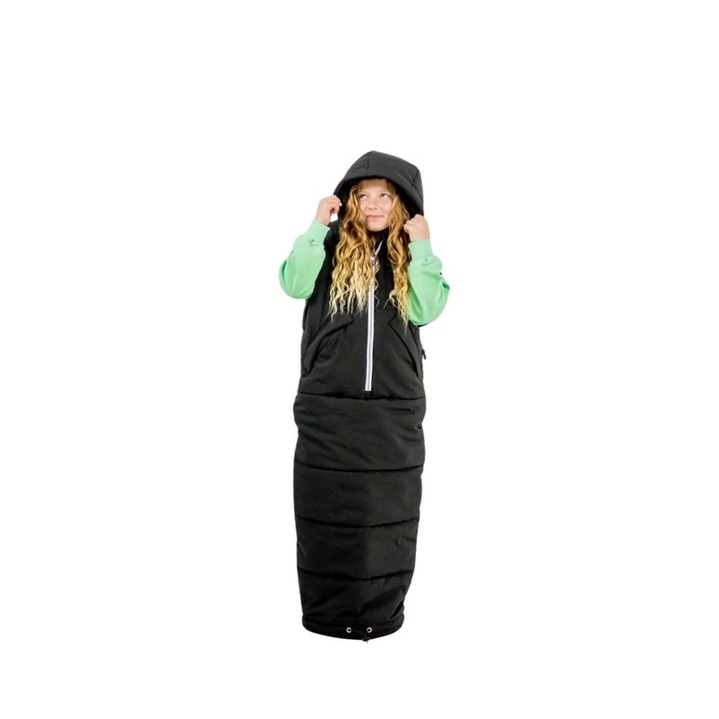 Iglu Kids Fur-Lined Hooded Poncho in Blackout