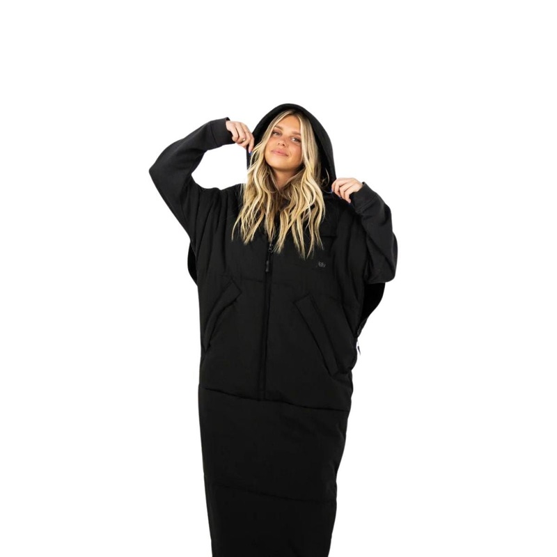 Iglu Original Fur-Lined Hooded Poncho in Blackout