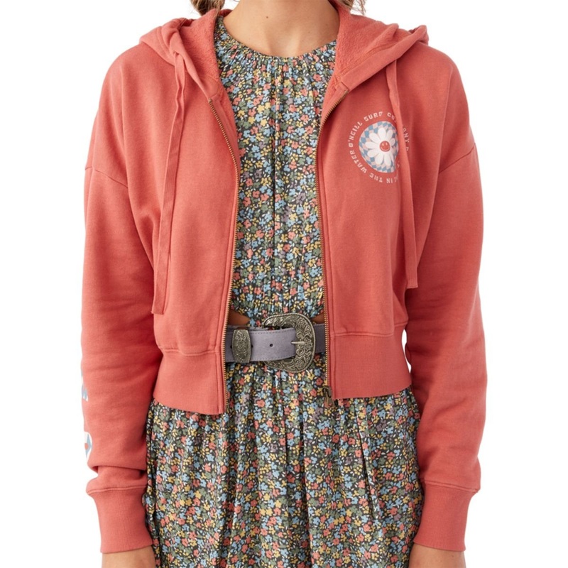 O'Neill Darcie Cropped Zip Up Jacket in Dusty Cedar