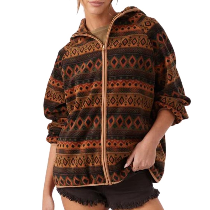 O'Neill Lunya Superfleece Zip-Up Hoodie in Rustic Brown