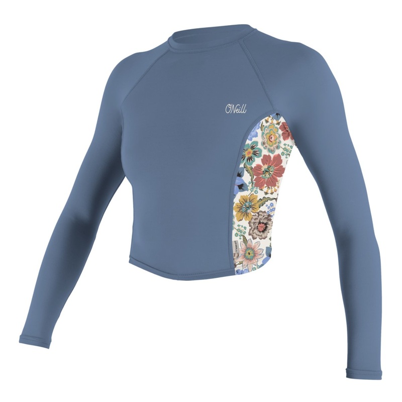 O'Neill Women's Print Midriff Long Sleeve Crop UPF Top in Infinity/Talitha