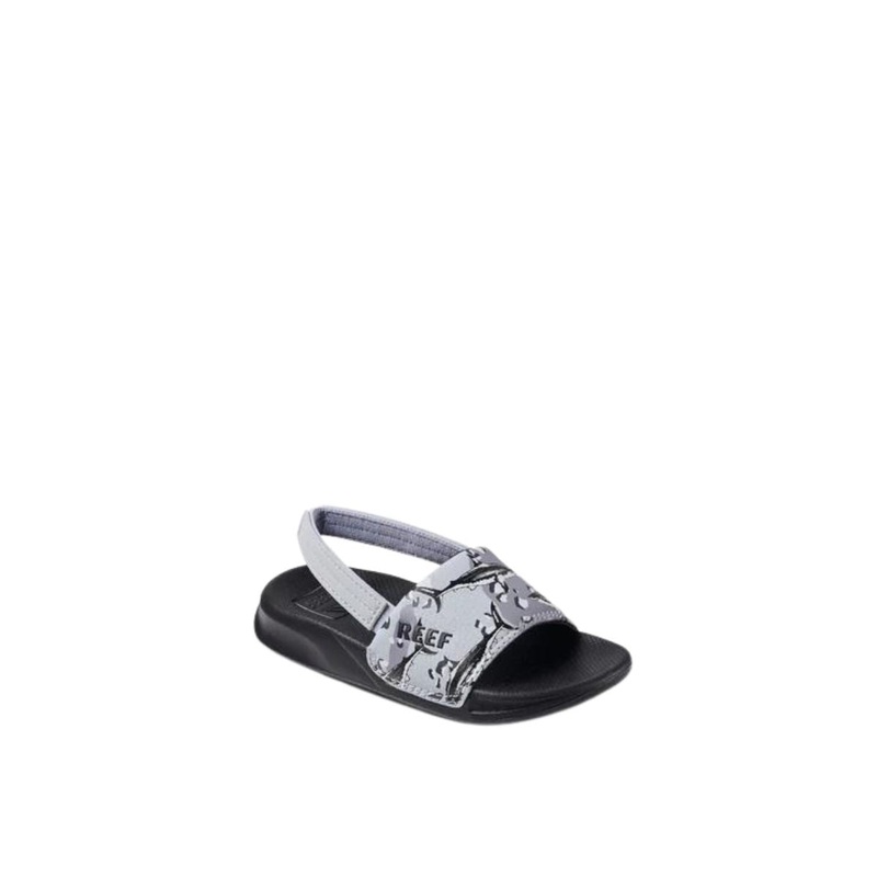 Reef Little One Kids Slide Sandal in Grey Camo Shark