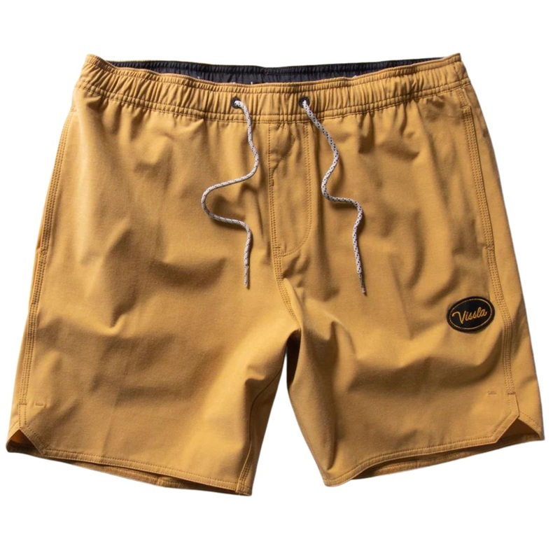 Vissla Solid Sets 17.5" Ecolastic Boardshorts in Gold Coral