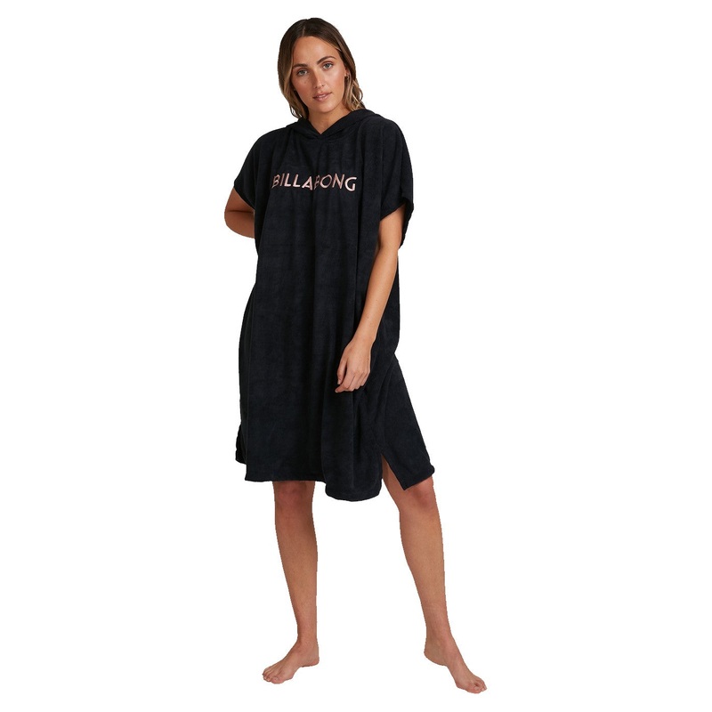 BILLABONG WOMENS BLACK HOODED TOWEL