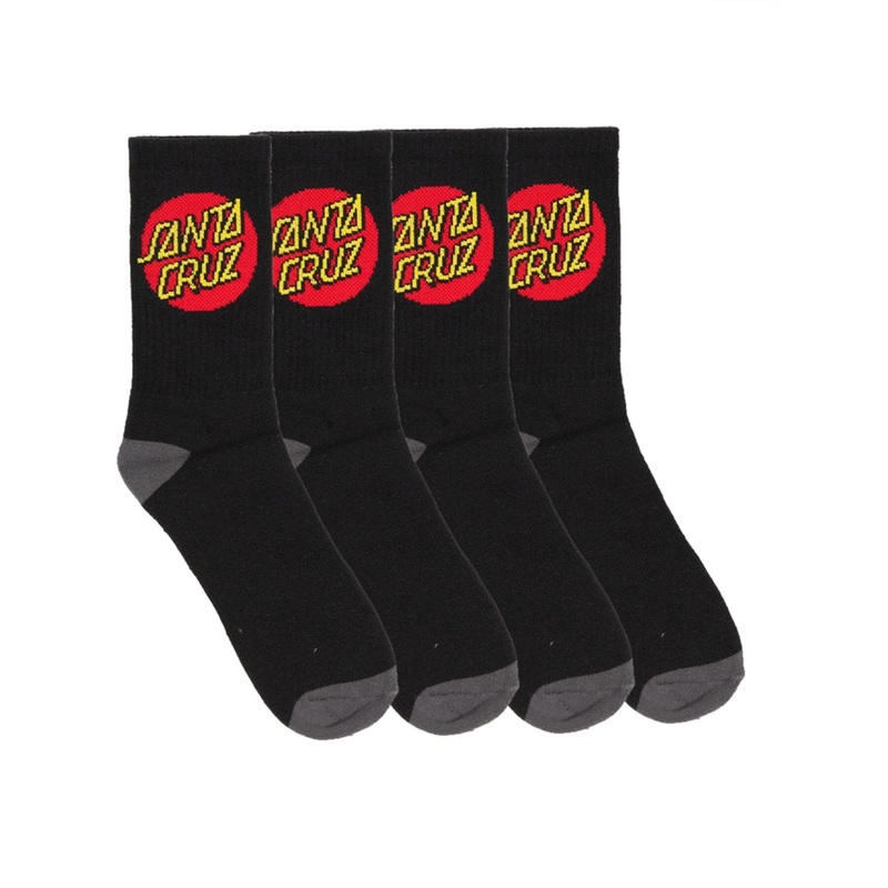 SANTA CRUZ YOUTH CLASSIC DOT SOCKS BLACK 4PK (US 2-8)