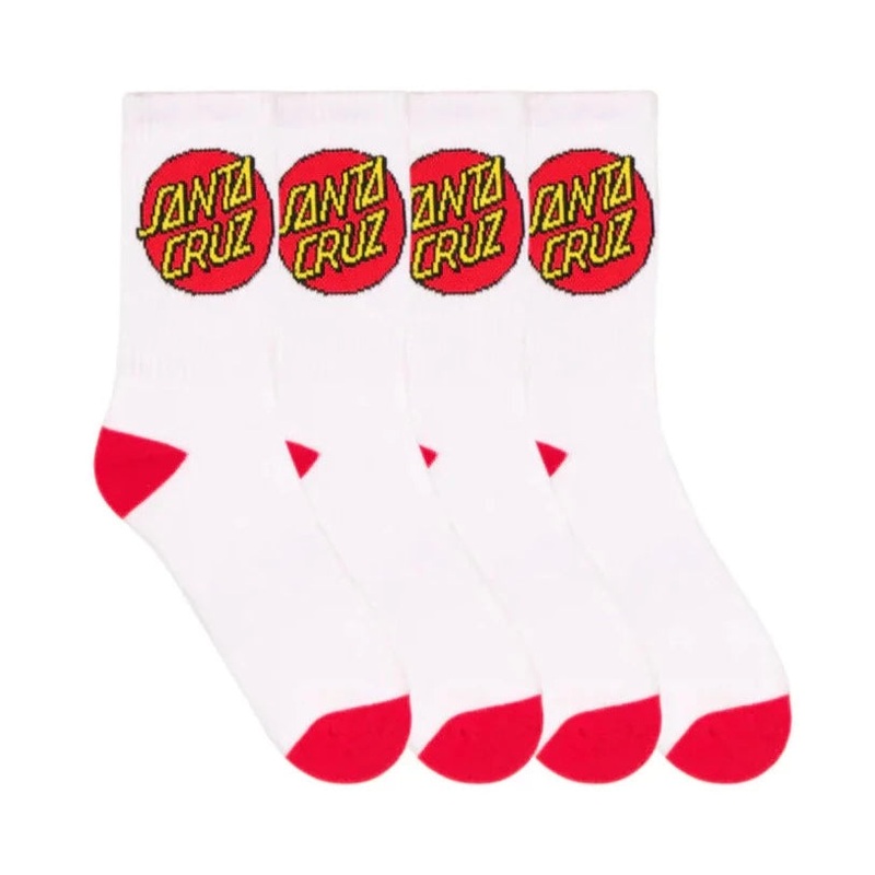 SANTA CRUZ YOUTH POP SOCKS 4PACK ASSORTED WHITE RED (SIZE 2-8)