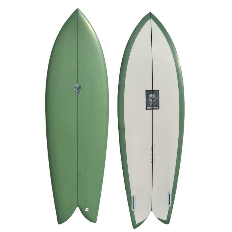 CHRISTENSON FISH 5'10 DUCK EGG GREEN DECK AND RAILS