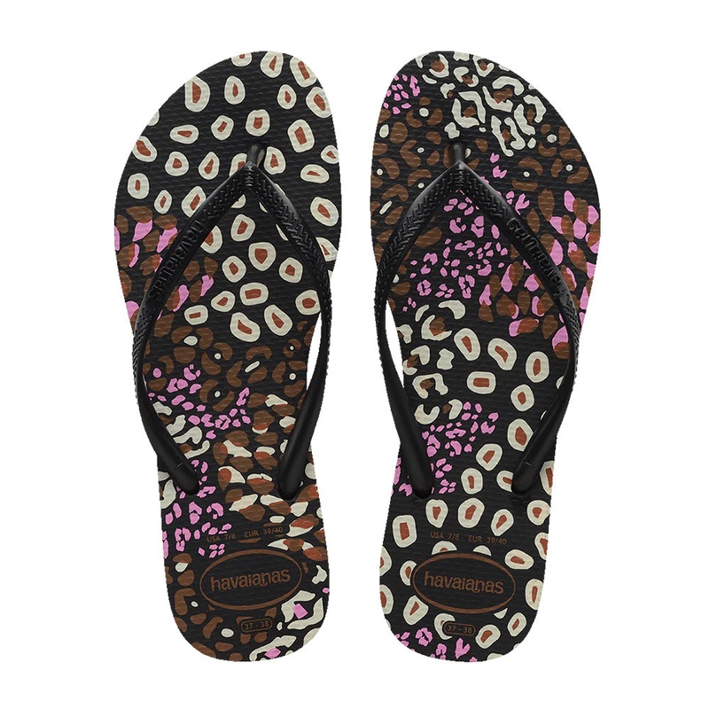 HAVAIANAS SLIM ANIMAL BLACK PINK LEMONADE