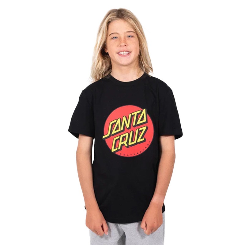 SANTA CRUZ BOYS CLASSIC DOT PUFF FRONT TEE BLACK