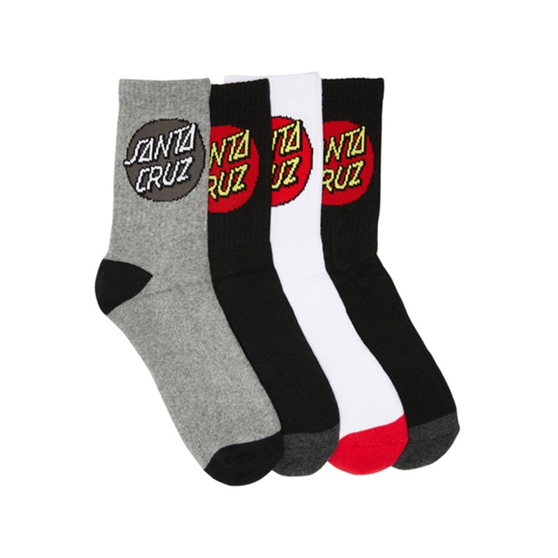SANTA CRUZ CLASSIC DOT SOCKS 4PK MULTI (7-11)