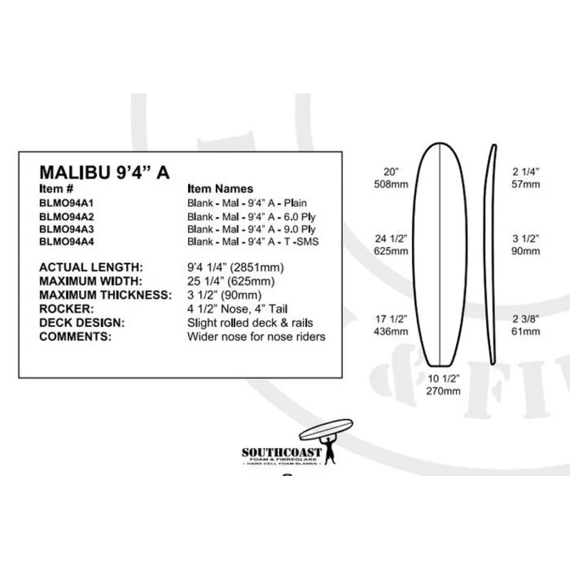 Southcoast Blank 9'4 Longboard