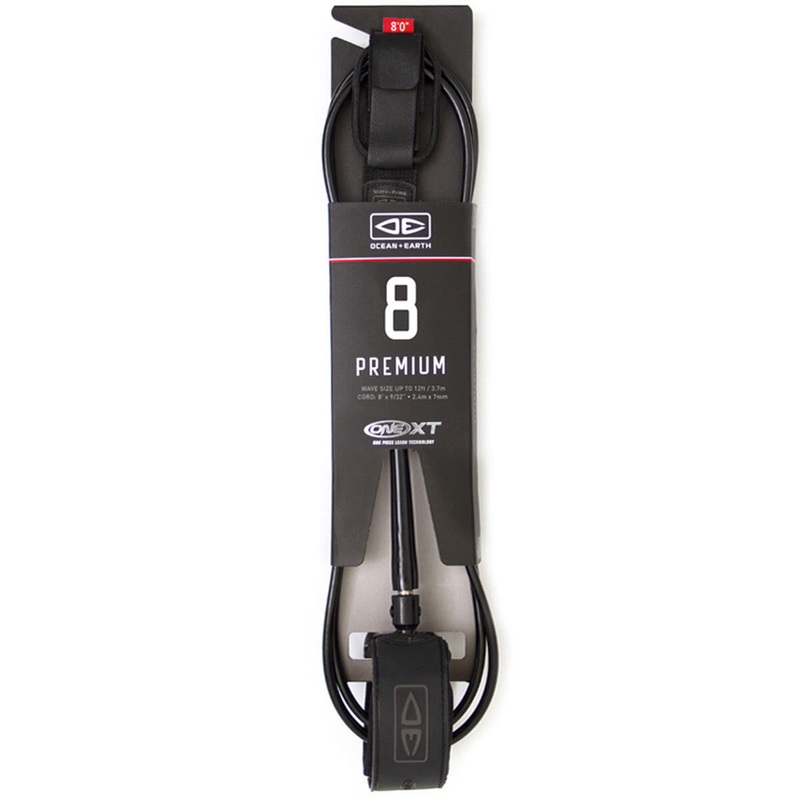 OCEAN & EARTH XT 8'0 ONE PIECE LEASH BLACK