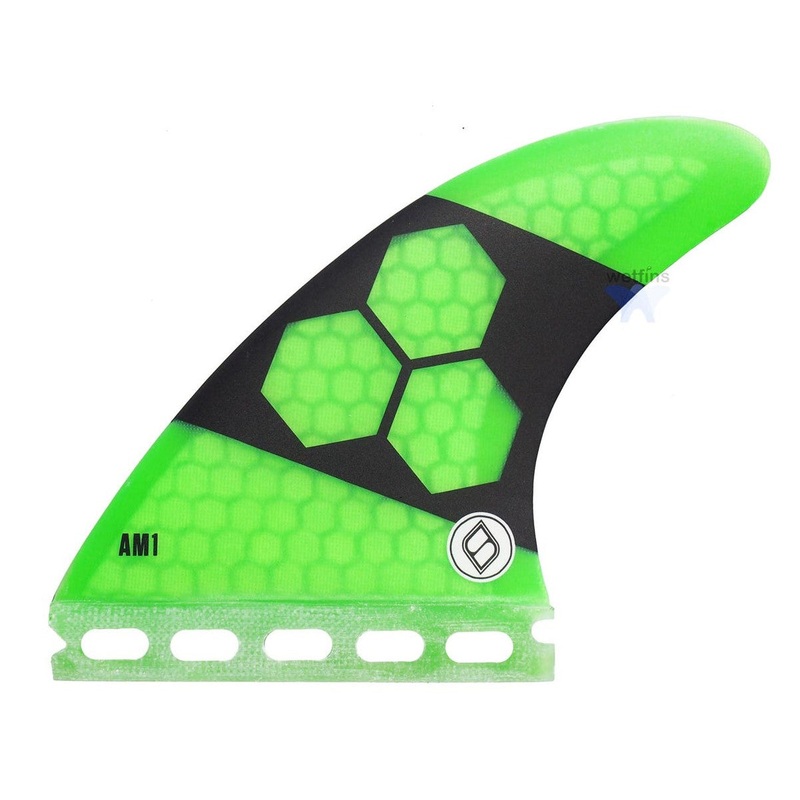 SHAPERS AM1 MEDIUM 3 FIN SET SINGLE TAB NEON GREEN