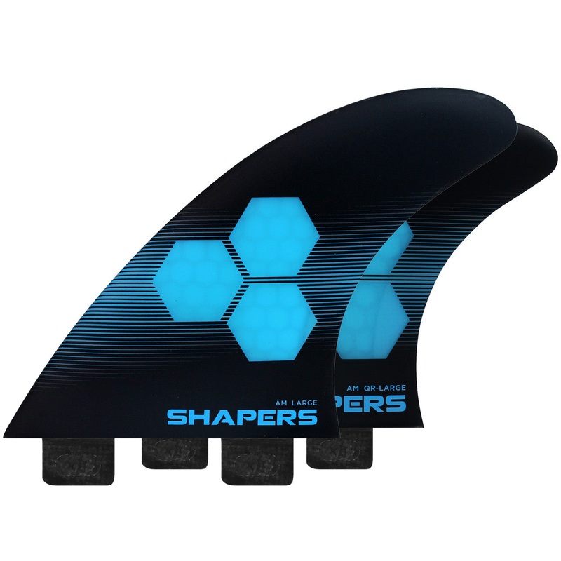 SHAPERS AM2 CORELITE LARGE 5 FIN SET DUAL TAB BLUE BLACK