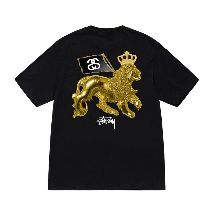 STUSSY GOLD LION SS TEE BLACK
