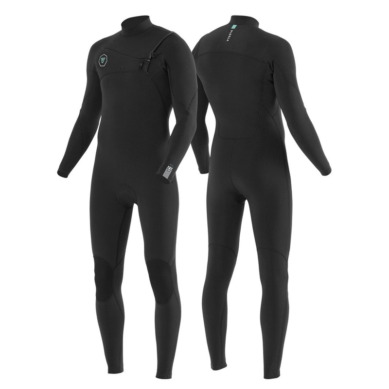 VISSLA 7 SEAS 4/3MM MENS CHEST ZIP STEAMER BLACK