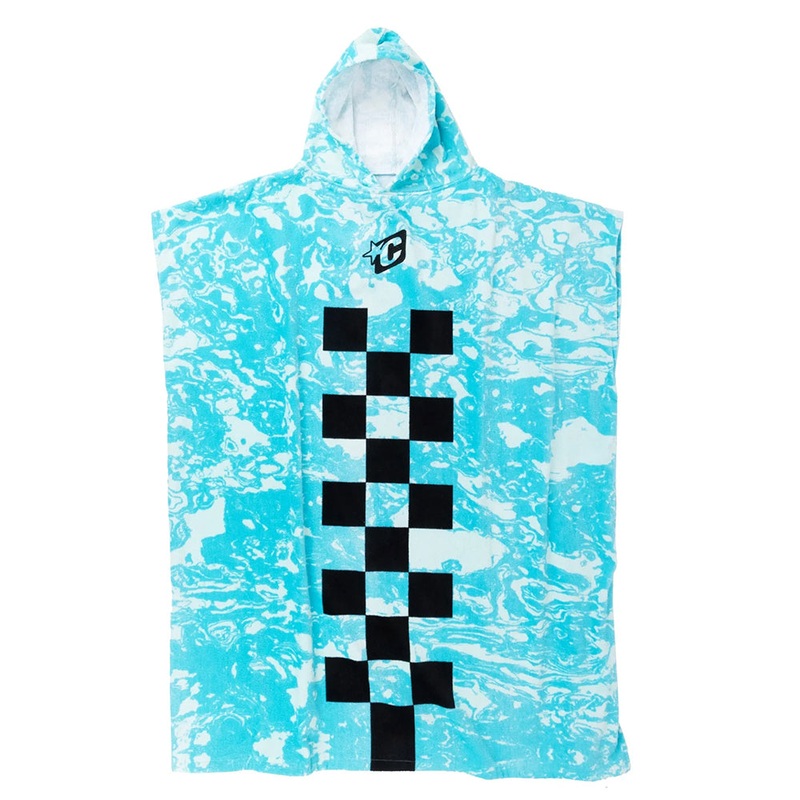 CREATURES OF LEISURE CHEX FLURO BLUE CHEX PONCHO TOWEL