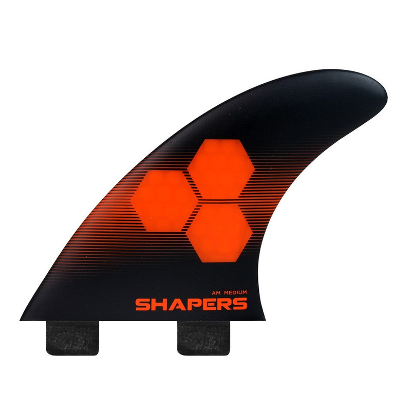 SHAPERS AM1 MEDIUM CORELITE 3 FIN DUAL TAB ORANGE