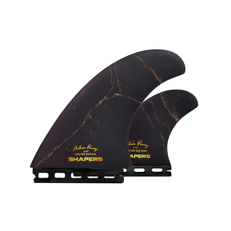 SHAPERS ASHER PACEY AP 5.59 TWIN FIN BLACK GOLD SINGLE TAB