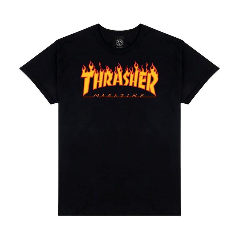 THRASHER FLAME BLACK TEE