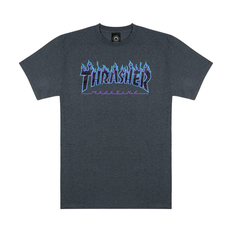 THRASHER FLAME DARK HEATHER GREY TEE