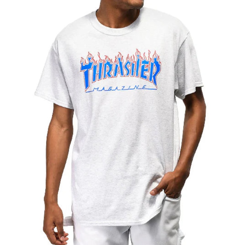 THRASHER PATRIOT FLAME YOUTH ASH TEE