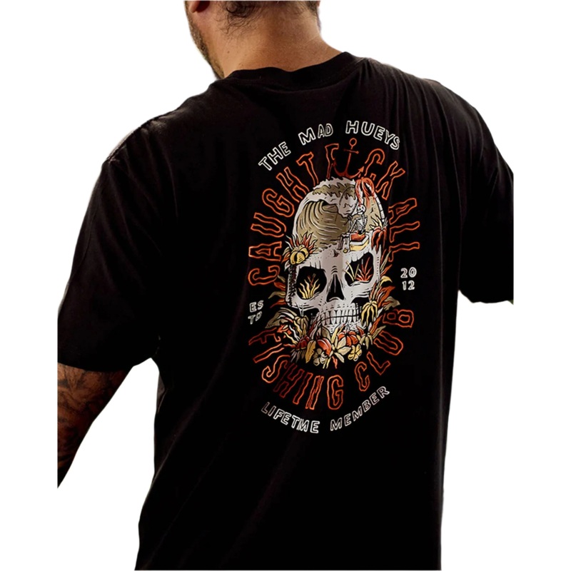 MAD HUEYS CAUGHT F*CK ALL CLUB TEE BLACK ORANGE