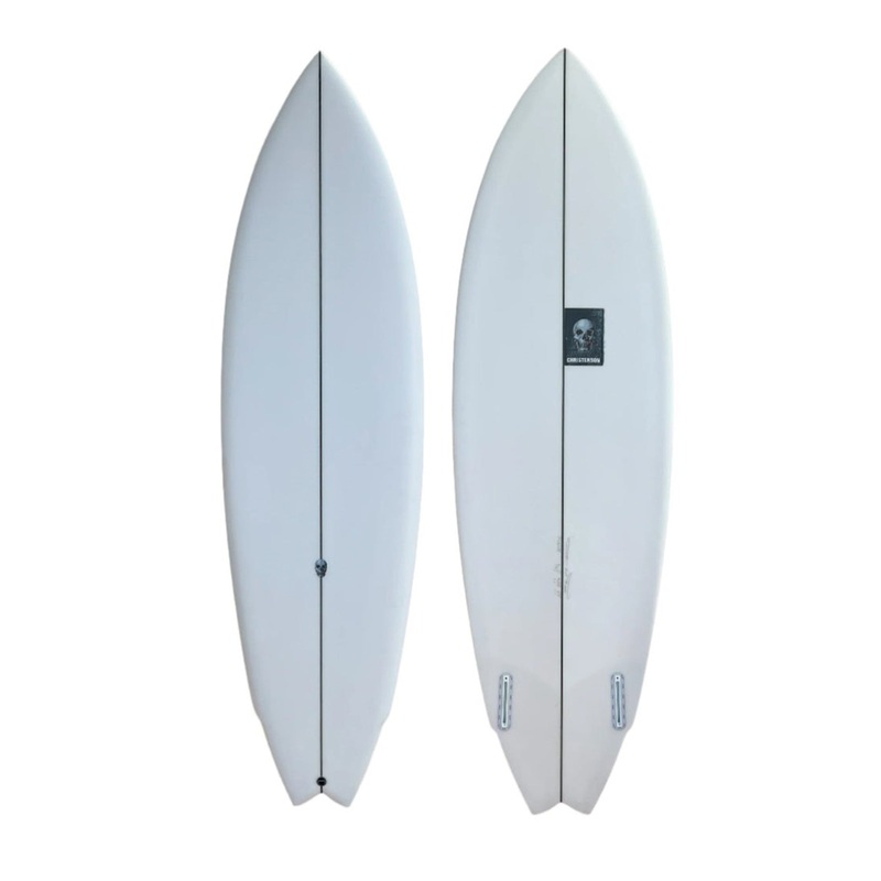 CHRISTENSON 6'0 LANE SPLITTER SWALLOW TAIL TWINFIN SURFBOARD CLEAR