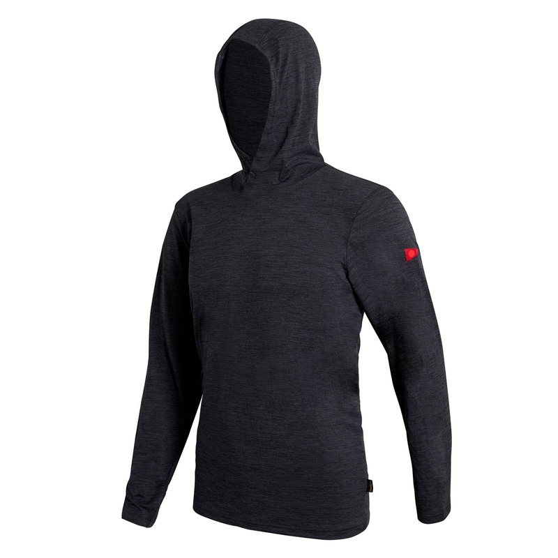 FLORENCE AIRTEX HOODED LONG SLEEVE SHIRT HEATHER CHARCOAL