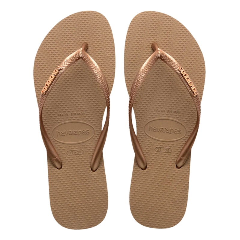 HAVAIANAS SLIM LOGO METALLIC ROSE GOLD