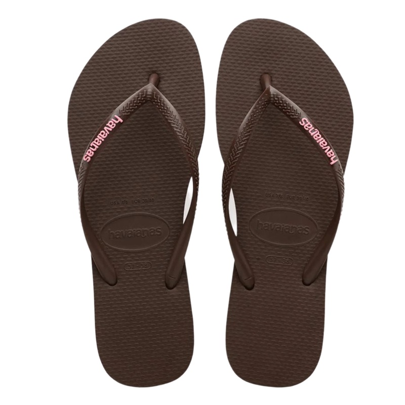 HAVAIANAS SLIM LOGO POP UP BROWN PINK