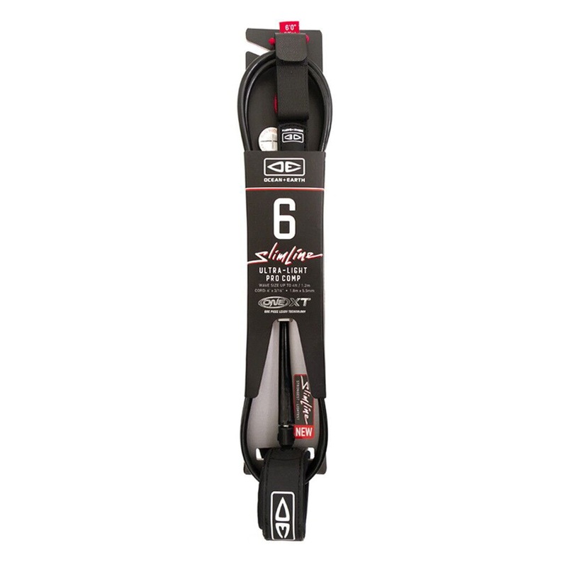 OCEAN & EARTH SLIM LINE ONE XT PRO COMP 6'0 LEASH BLACK