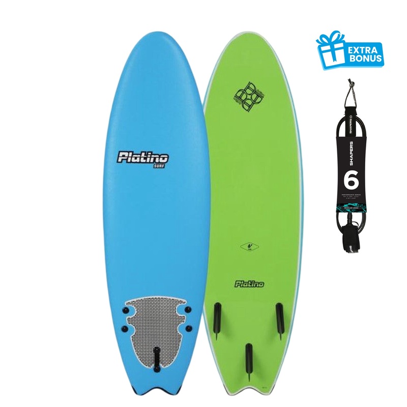 PLATINO 5'6 FISH SOFTBOARD AZURE BLUE LIME