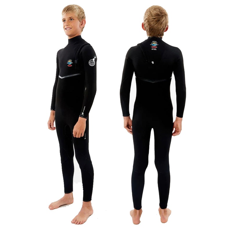 RIPCURL JUNIOR FBOMB 4/3MM ZIP FREE STEAMER (BLACK)