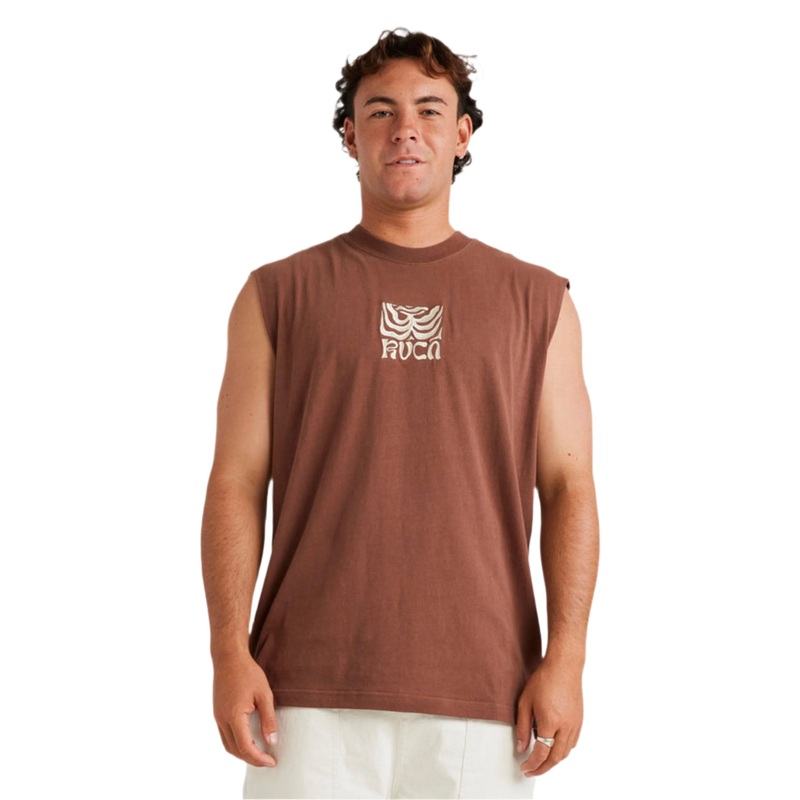 RVCA FRONDS MUSCLE SINGLET HAZELNUT