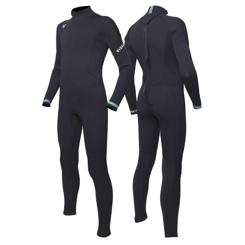VISSLA EASY SEAS BOYS 3-2 FULL FLATLOCK BACK ZIP STEAMER BLACK