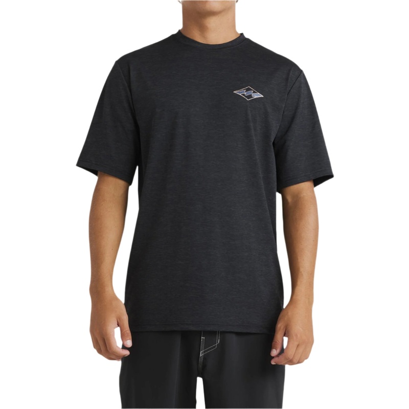 BILLABONG SS DIAMOND SHORELINE RASH TOP BLACK HEATHER