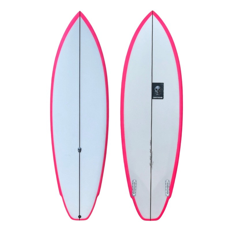 CHRISTENSON 5'9 LANE SPLITTER SQUASH TAIL SURBOARD PINK RAIL SPRAY