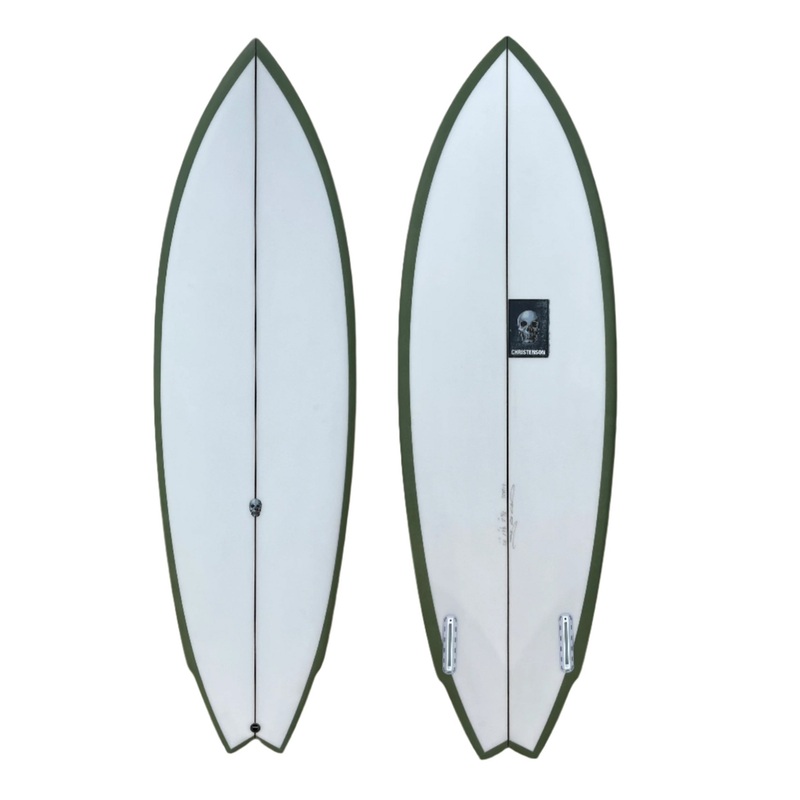 CHRISTENSON LANE SPLITTER SWALLOW PU TAIL 5'6 GREEN RAIL SPRAY