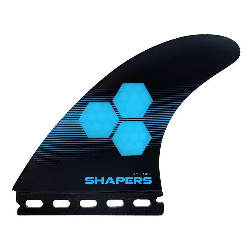 SHAPERS AM2 LARGE CORELITE 3 FIN SINGLE TAB BLUE BLACK