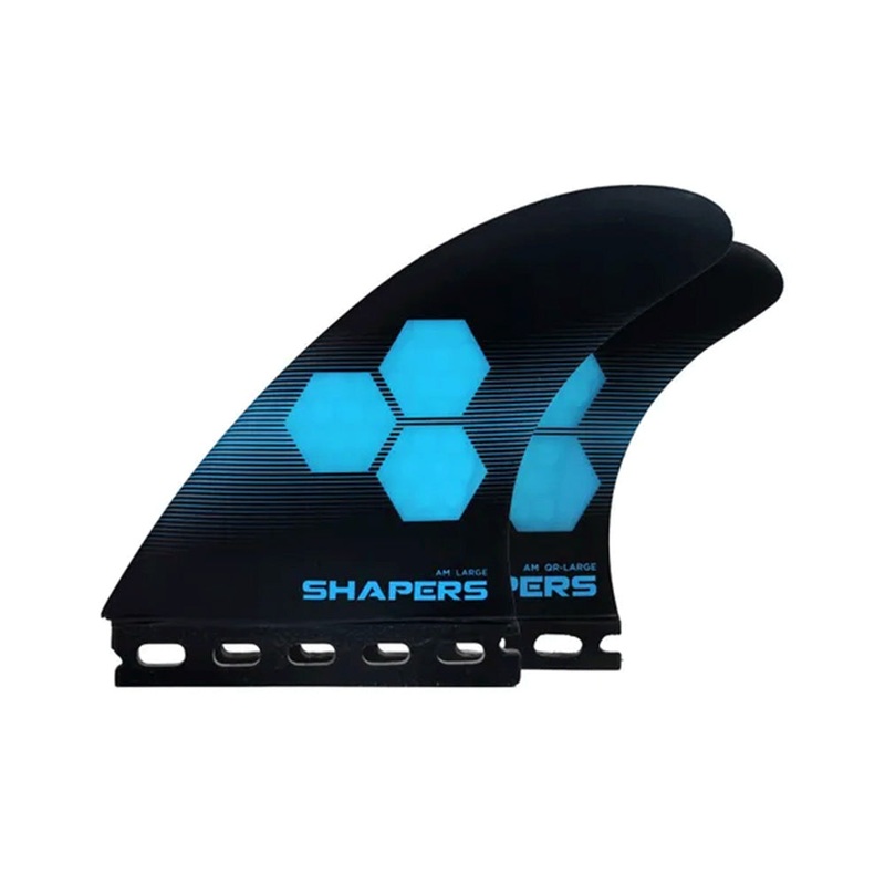 SHAPERS AM2 LARGE CORELITE 5 FIN SET SINGLE TAB BLUE BLACK