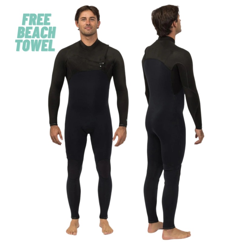 VISSLA MENS HIGH SEAS II 4/3MM CHEST ZIP STEAMER BLACK